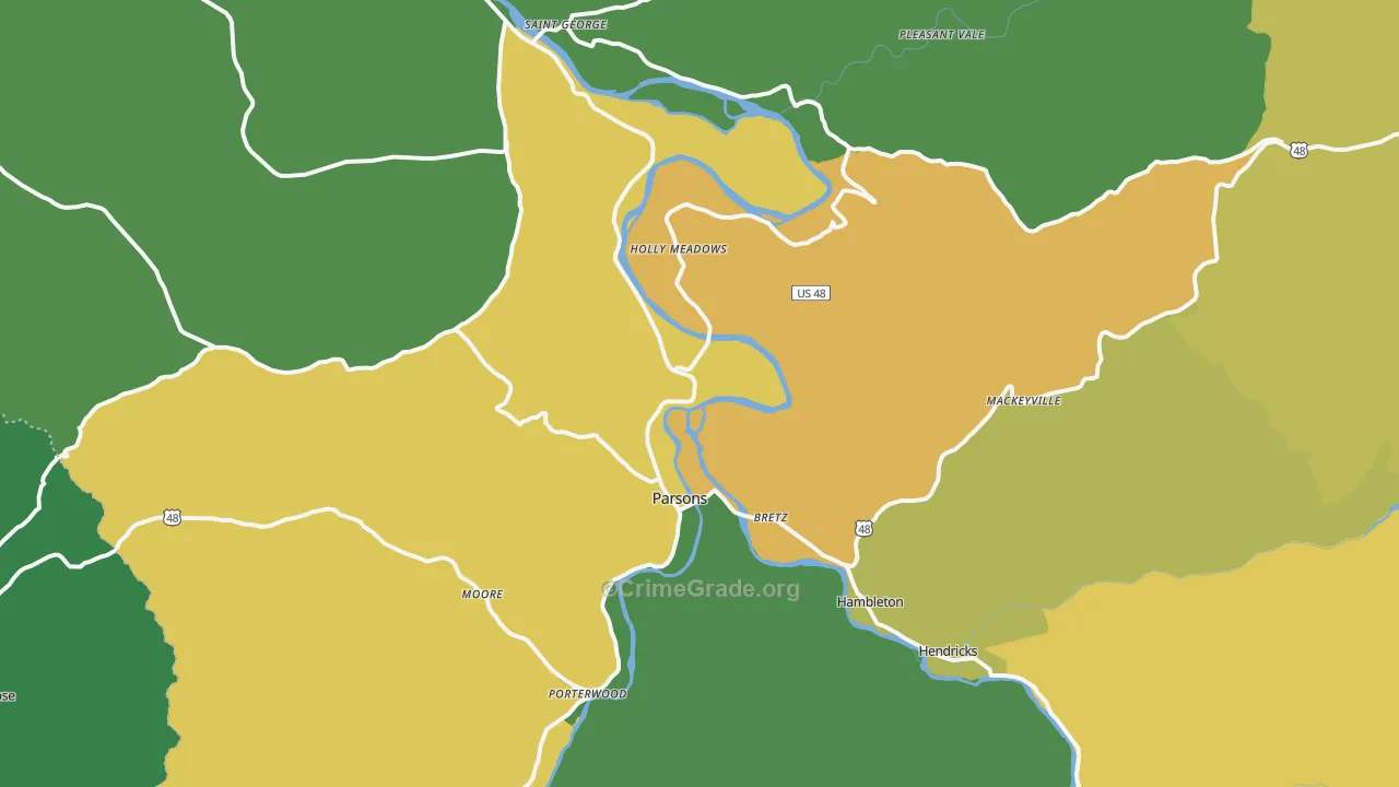 Parsons, WV Map of Assault Rates