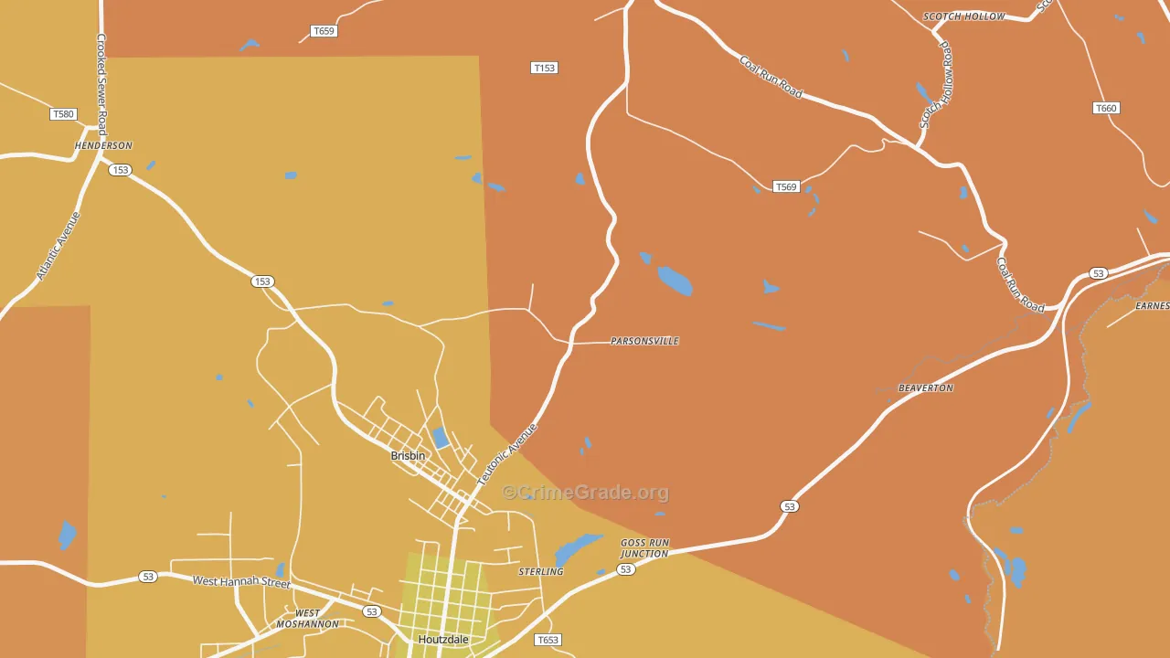 Parsonville, PA Map of Assault Rates
