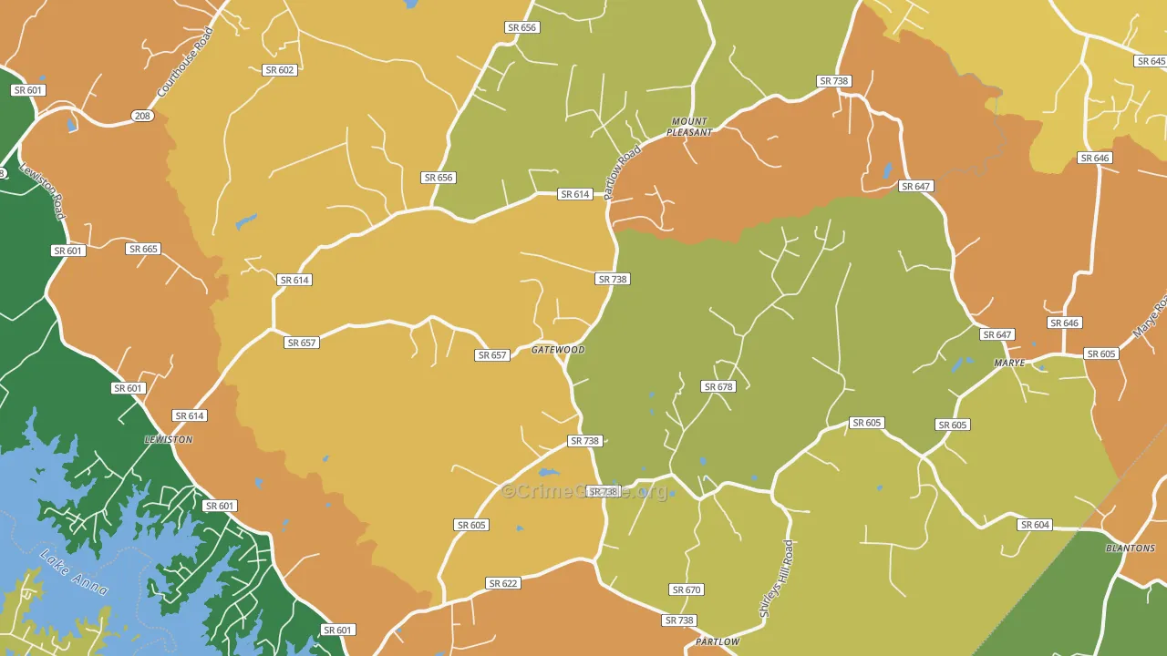 Partlow, VA Map of Assault Rates