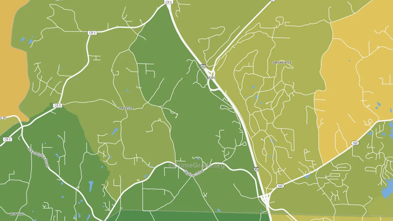 Partridge Crossroads, AL Map of Assault Rates