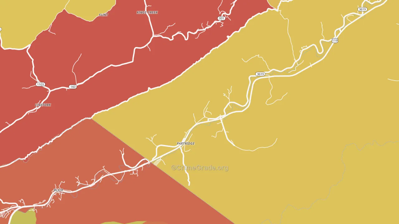 Partridge, KY Map of Assault Rates