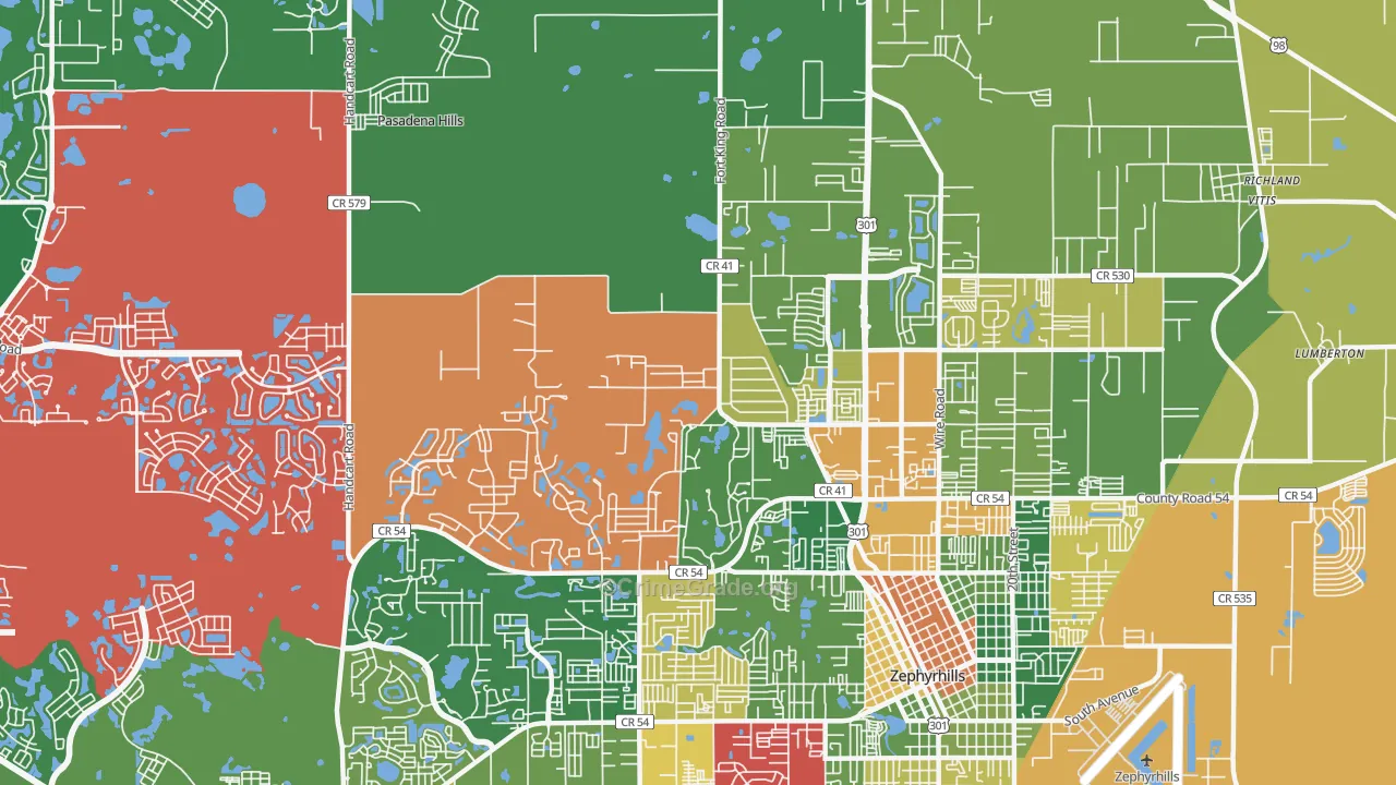Pasadena Hills, FL Map of Assault Rates