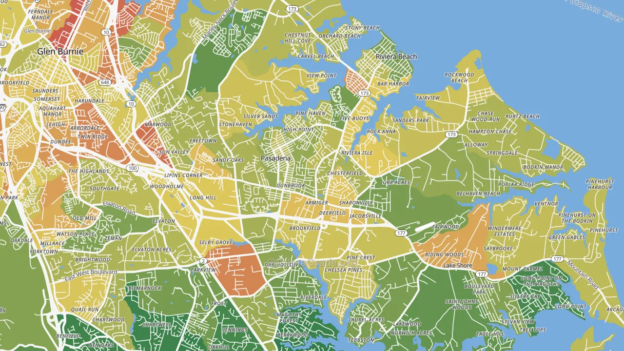 Pasadena, MD Map of Assault Rates