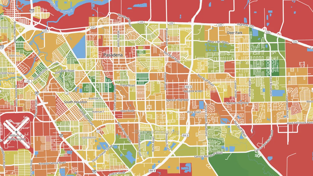 Pasadena, TX Map of Assault Rates