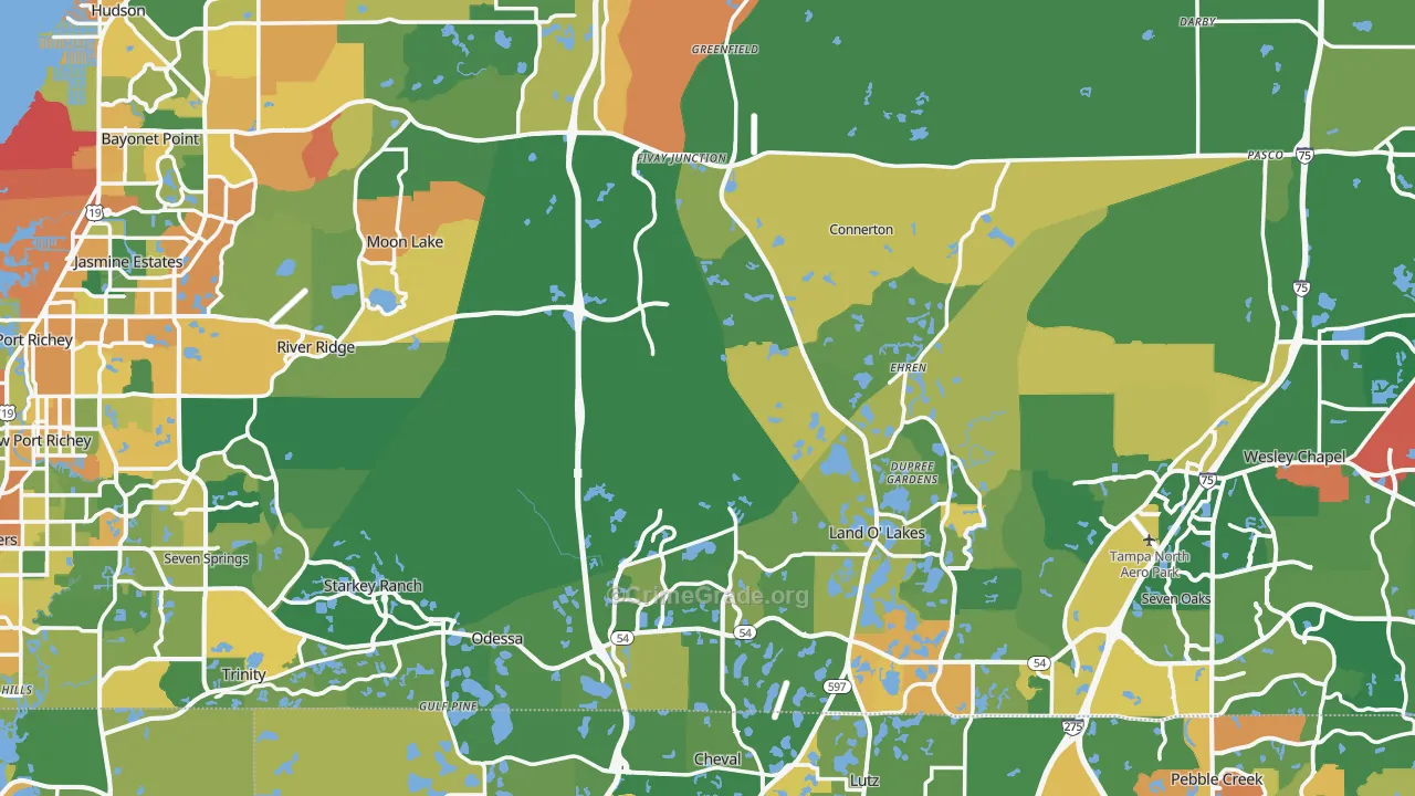 Pasco County, FL Map of Assault Rates