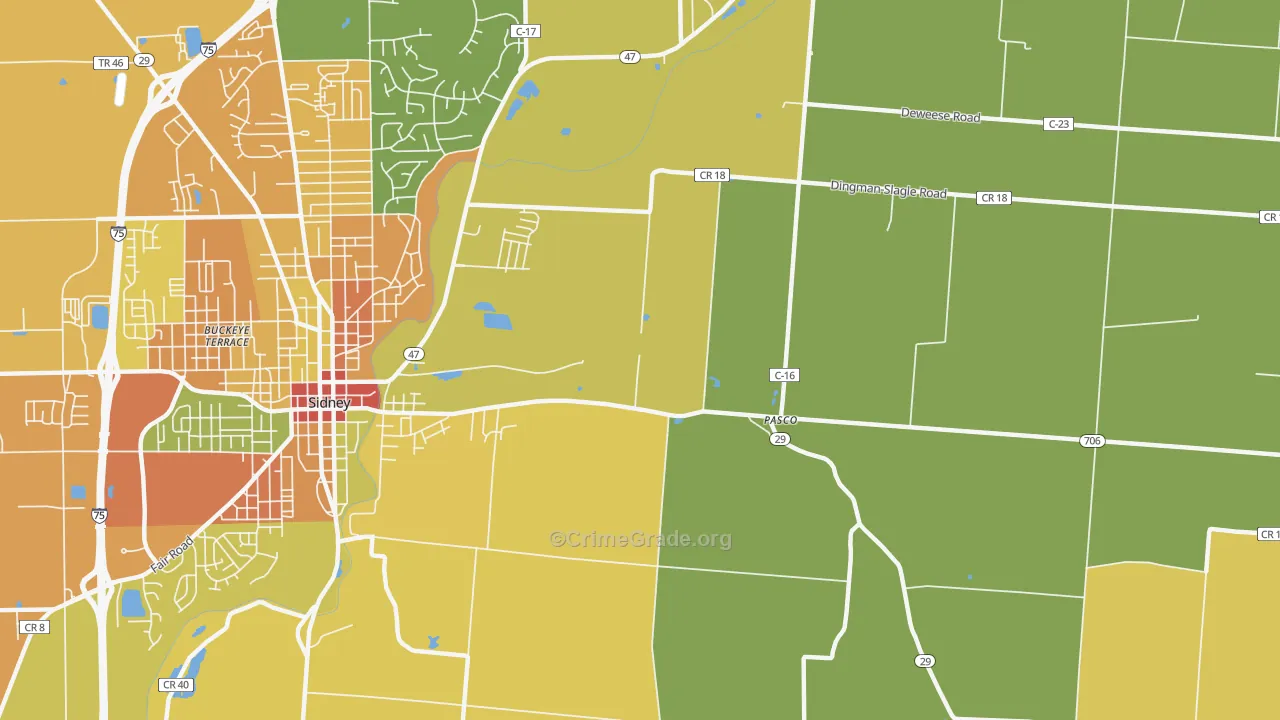 Pasco, OH Map of Assault Rates
