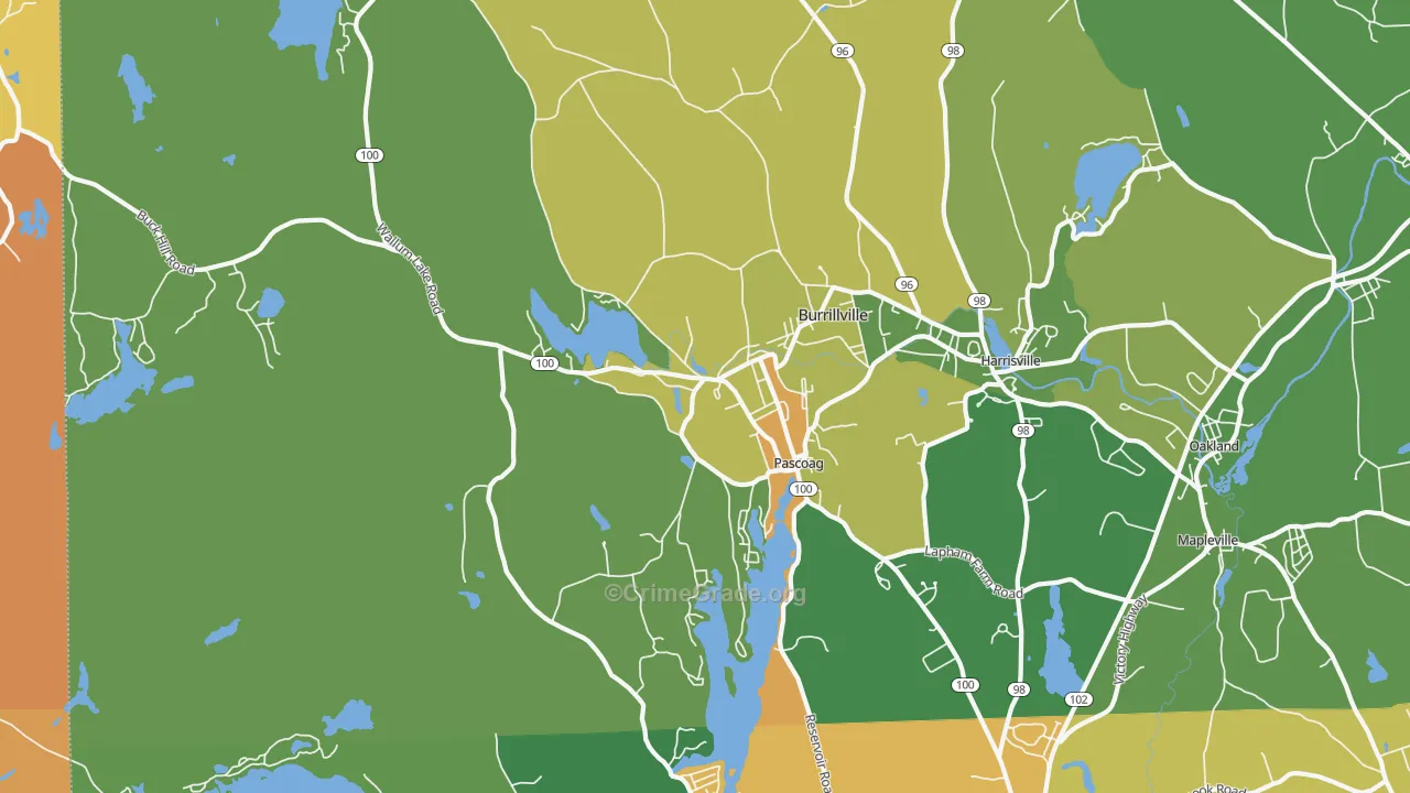 Pascoag, RI Map of Assault Rates