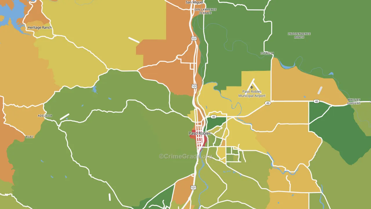 Paso Robles, CA Map of Assault Rates