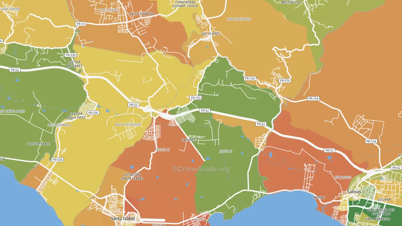 Paso Seco, PR Map of Assault Rates
