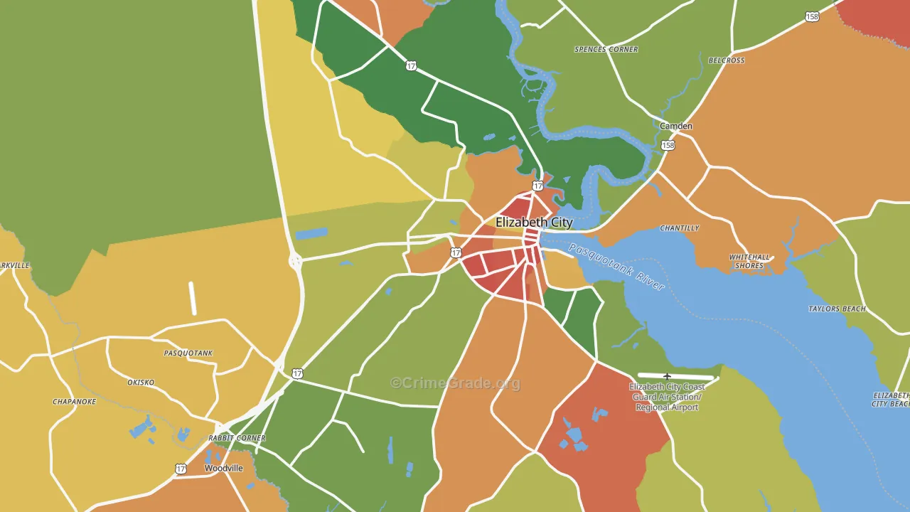 Pasquotank County, NC Map of Assault Rates