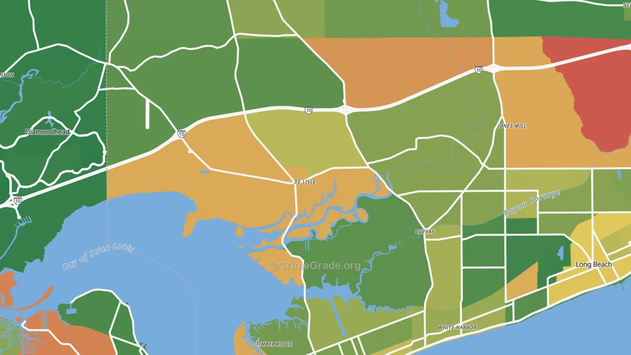 Pass Christian, MS Map of Assault Rates