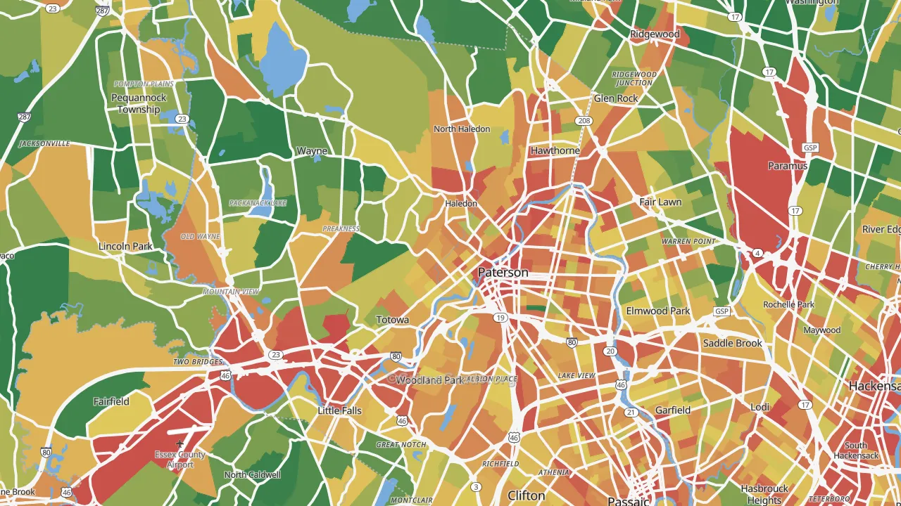 Passaic County, NJ Map of Assault Rates