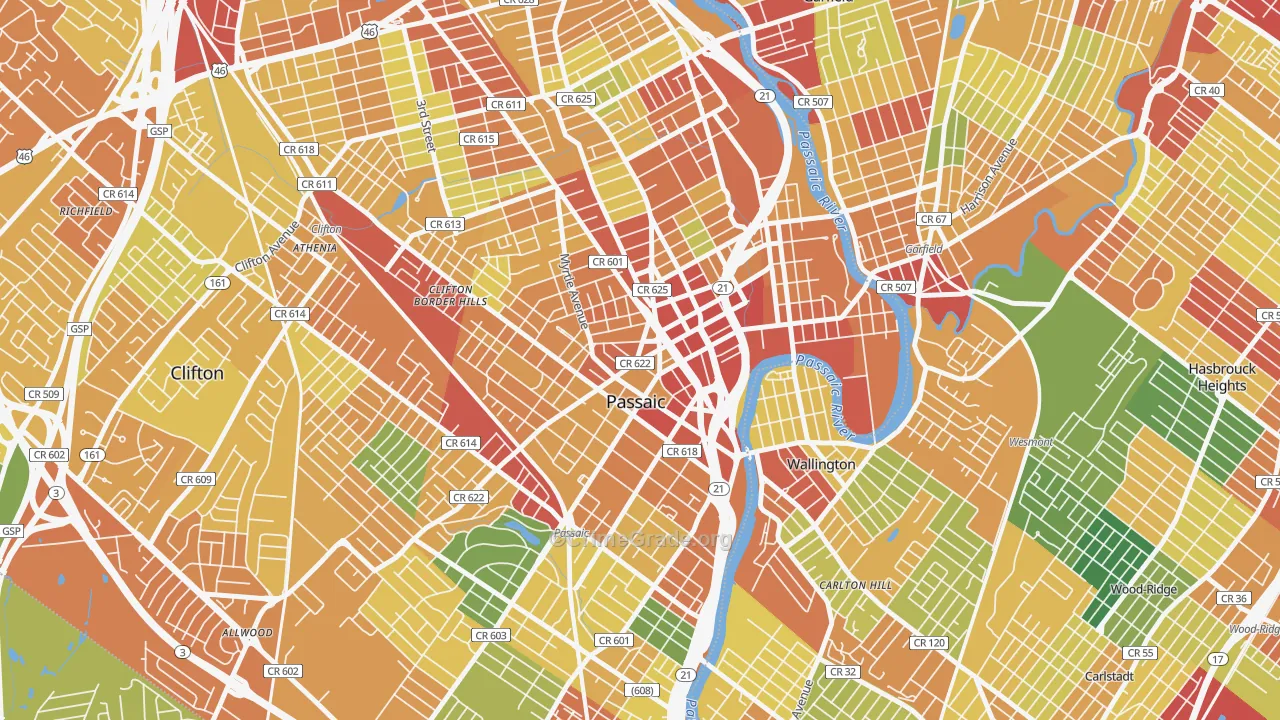 Passaic, NJ Map of Assault Rates