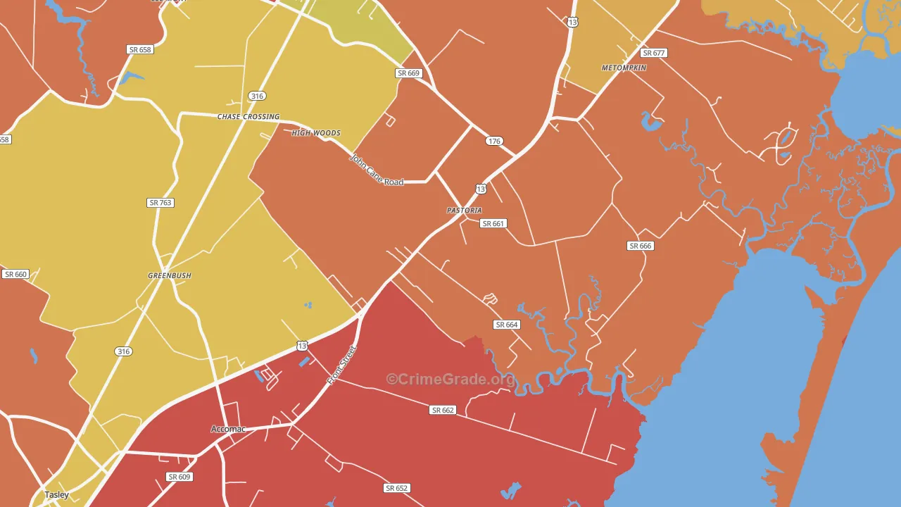 Pastoria, VA Map of Assault Rates
