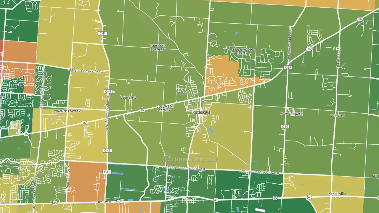 Pataskala, OH Map of Assault Rates