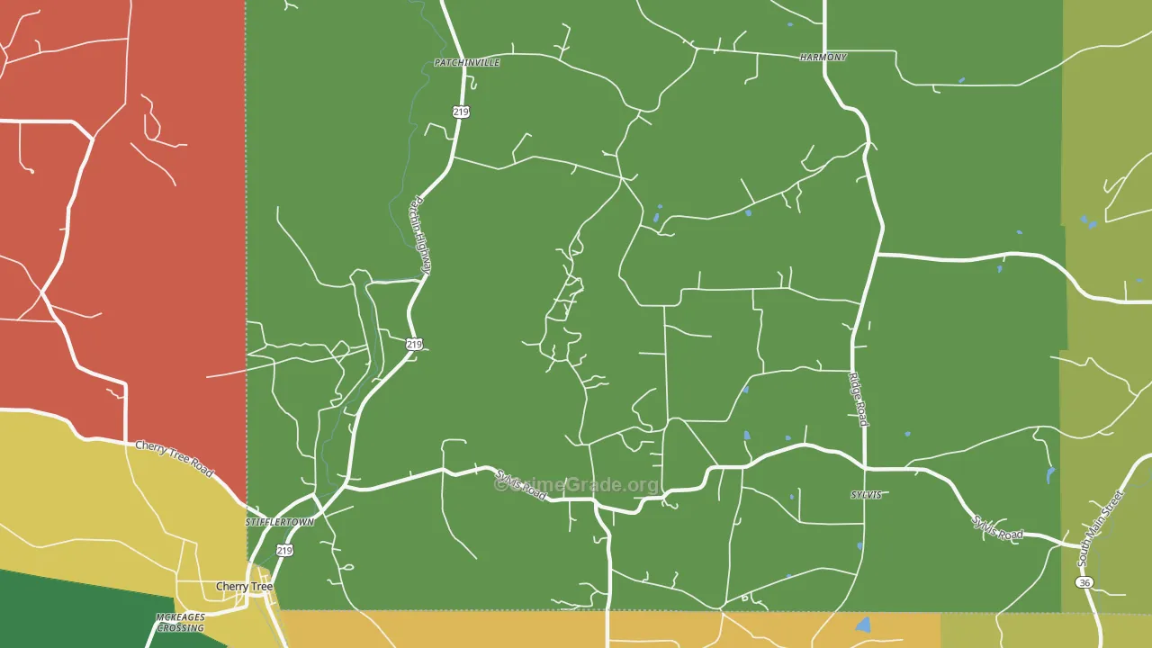 Patchinville, PA Map of Assault Rates