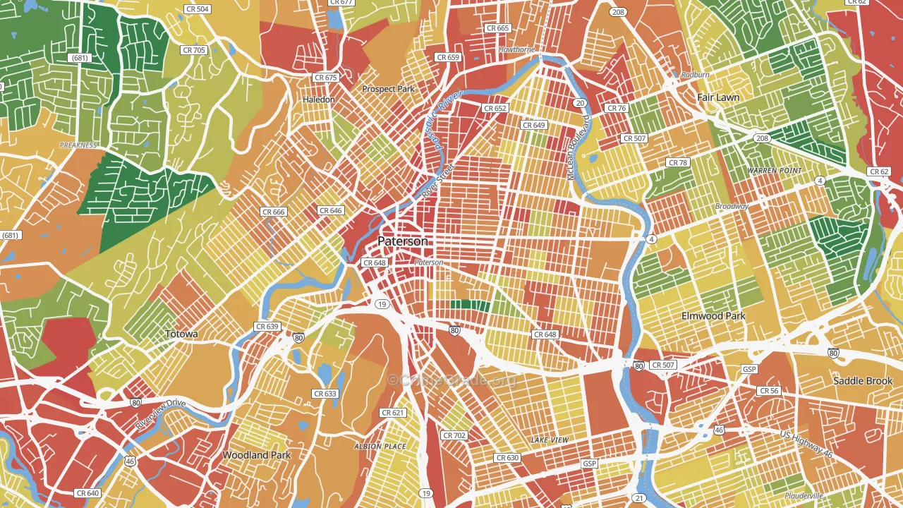 Paterson, NJ Map of Assault Rates