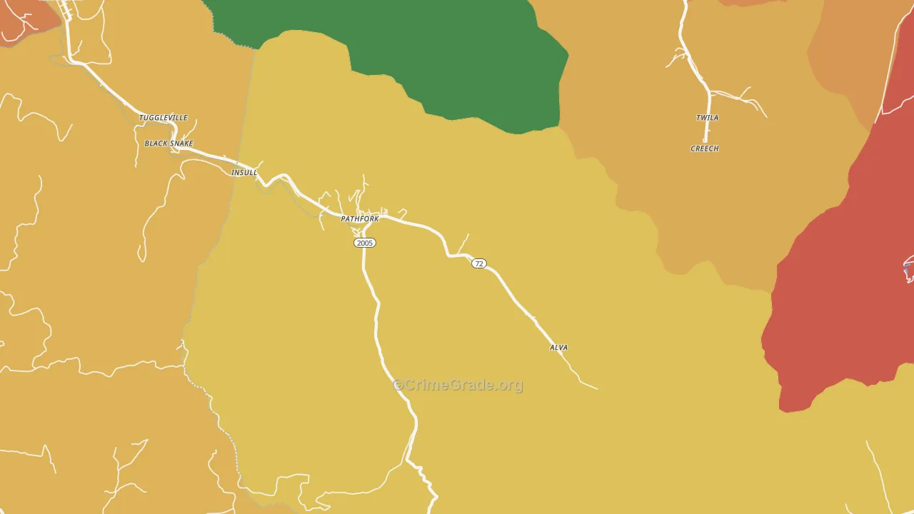 Pathfork, KY Map of Assault Rates