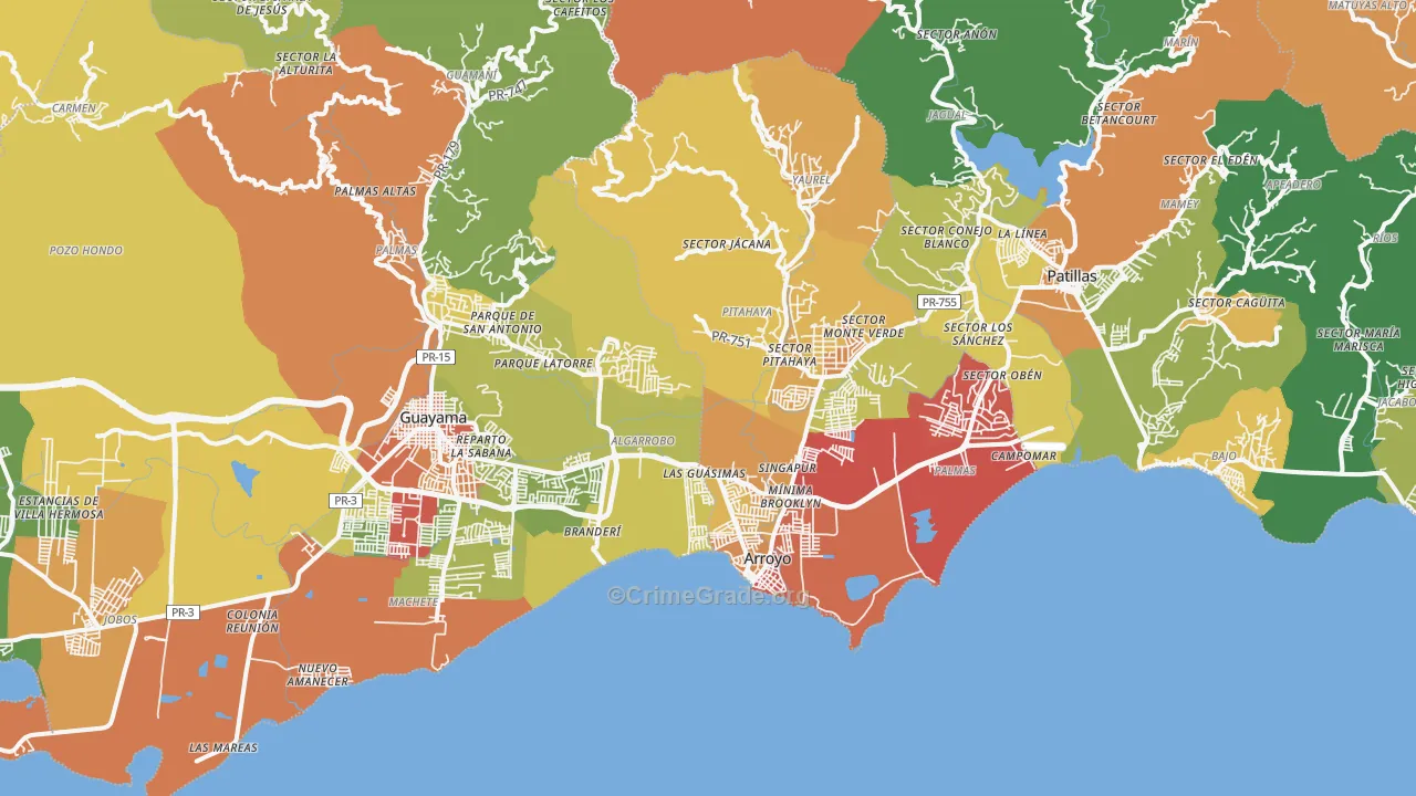 Patillas, PR Map of Assault Rates