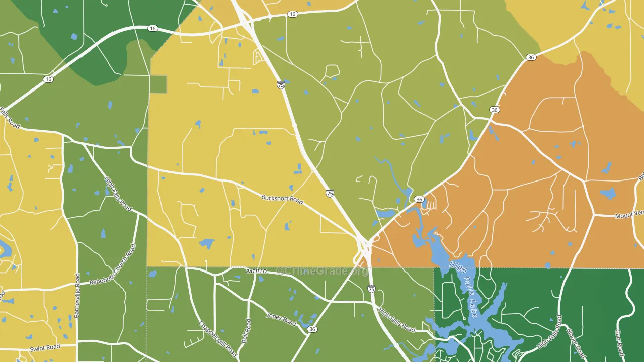Patillo, GA Map of Assault Rates