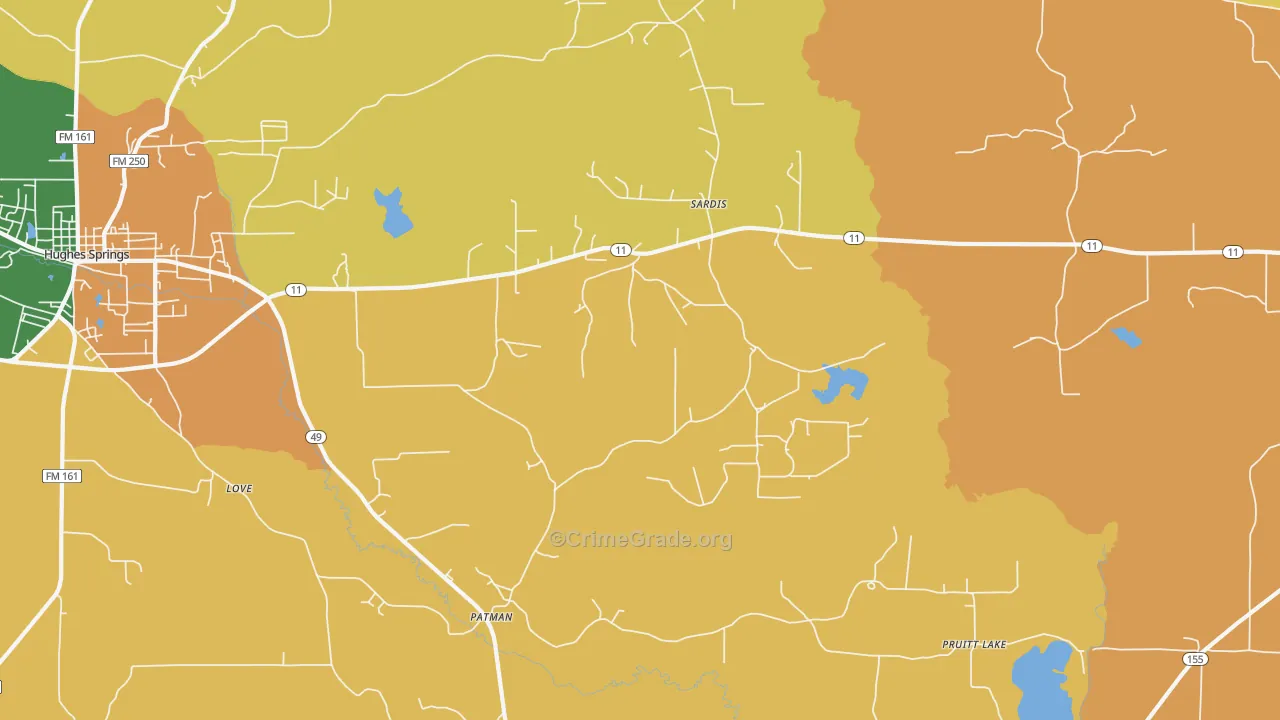 Patman, TX Map of Assault Rates