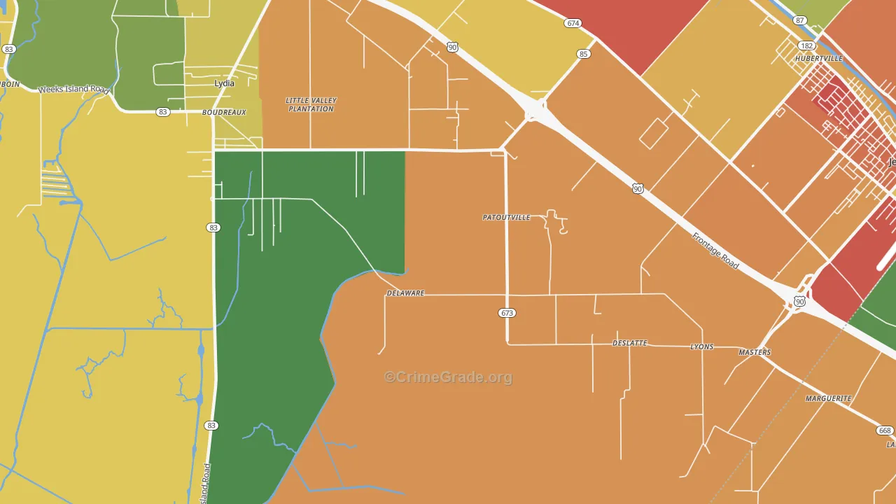 Patoutville, LA Map of Assault Rates