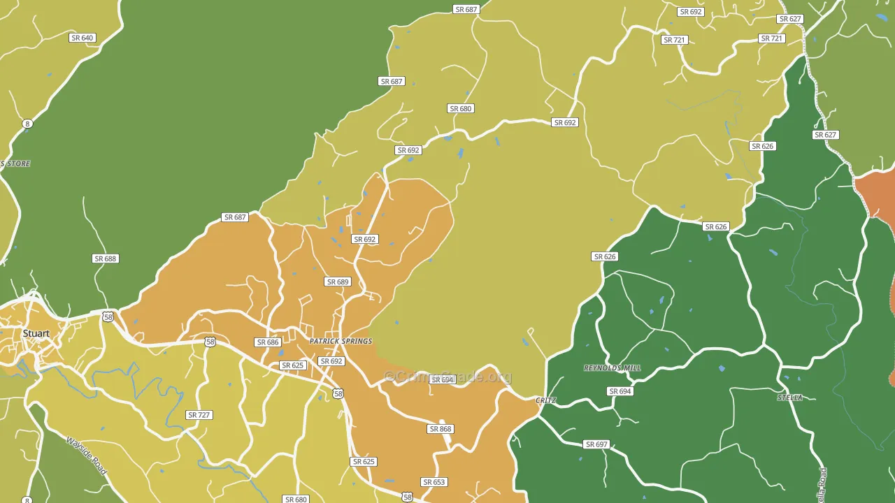 Patrick Springs, VA Map of Assault Rates