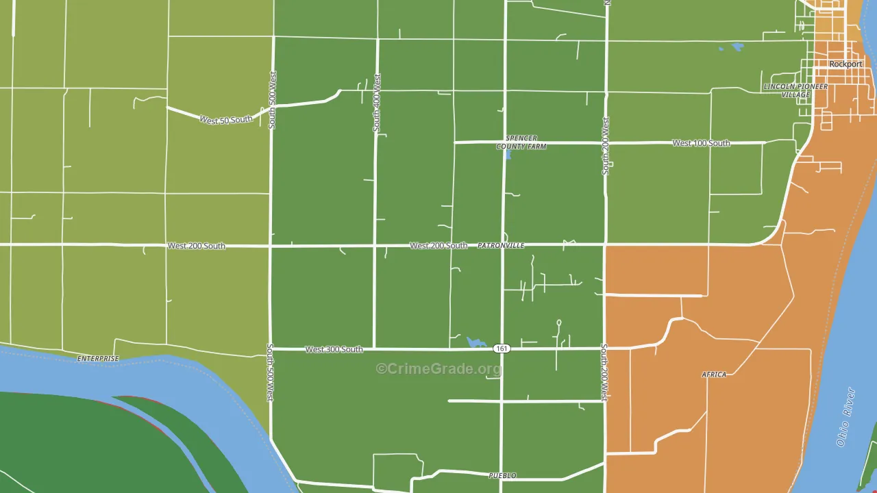 Patronville, IN Map of Assault Rates