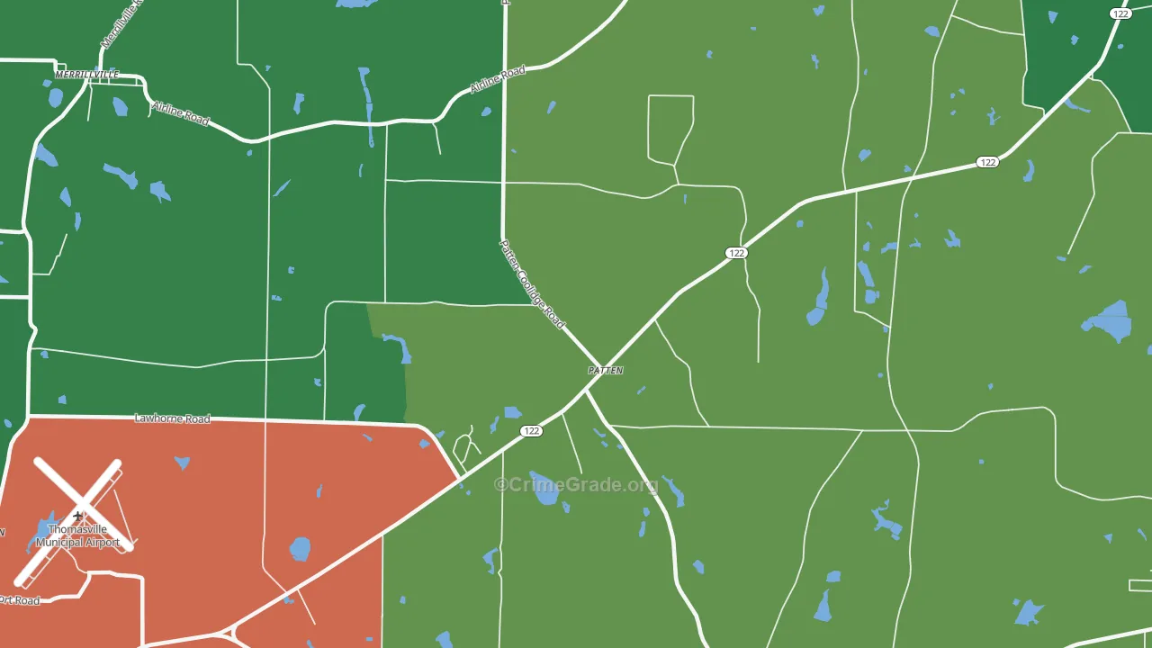 Patten, GA Map of Assault Rates