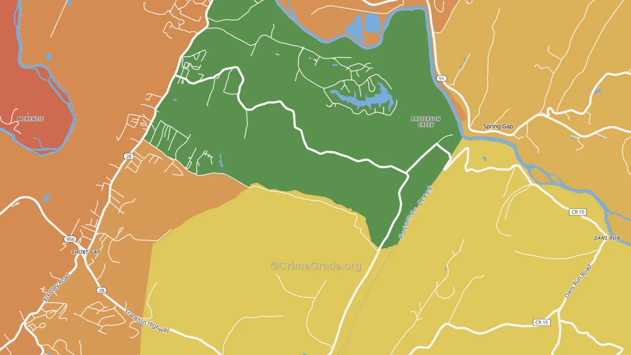 Patterson Creek, WV Map of Assault Rates