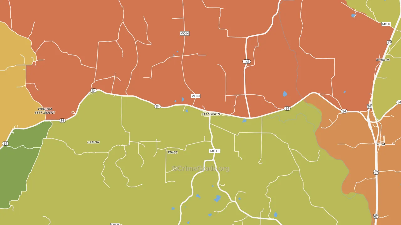 Patterson, MO Map of Assault Rates