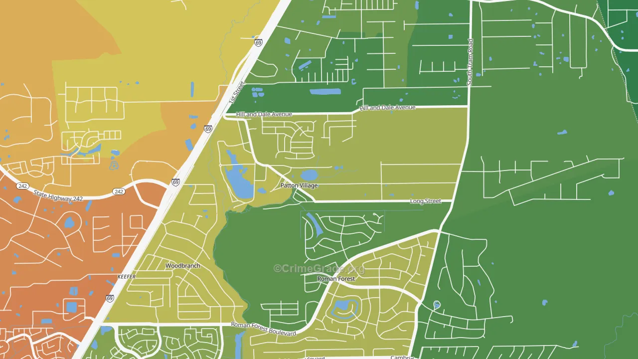 Patton Village, TX Map of Assault Rates