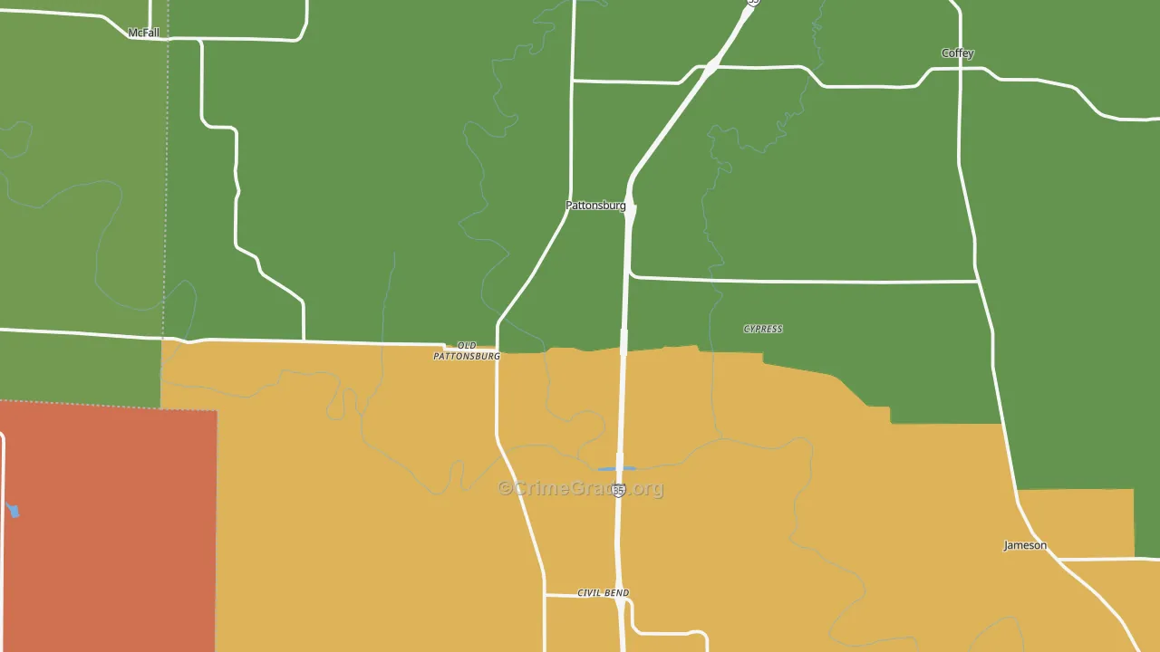 Pattonsburg, MO Map of Assault Rates