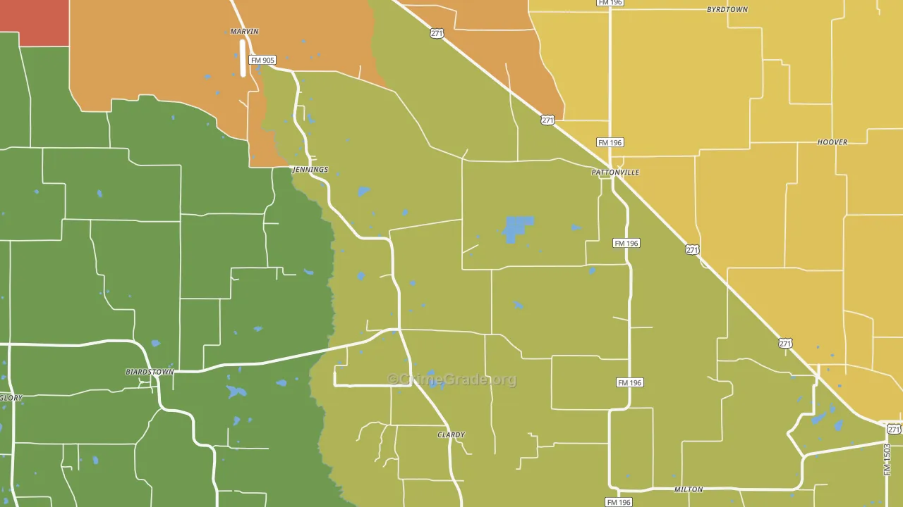 Pattonville, TX Map of Assault Rates