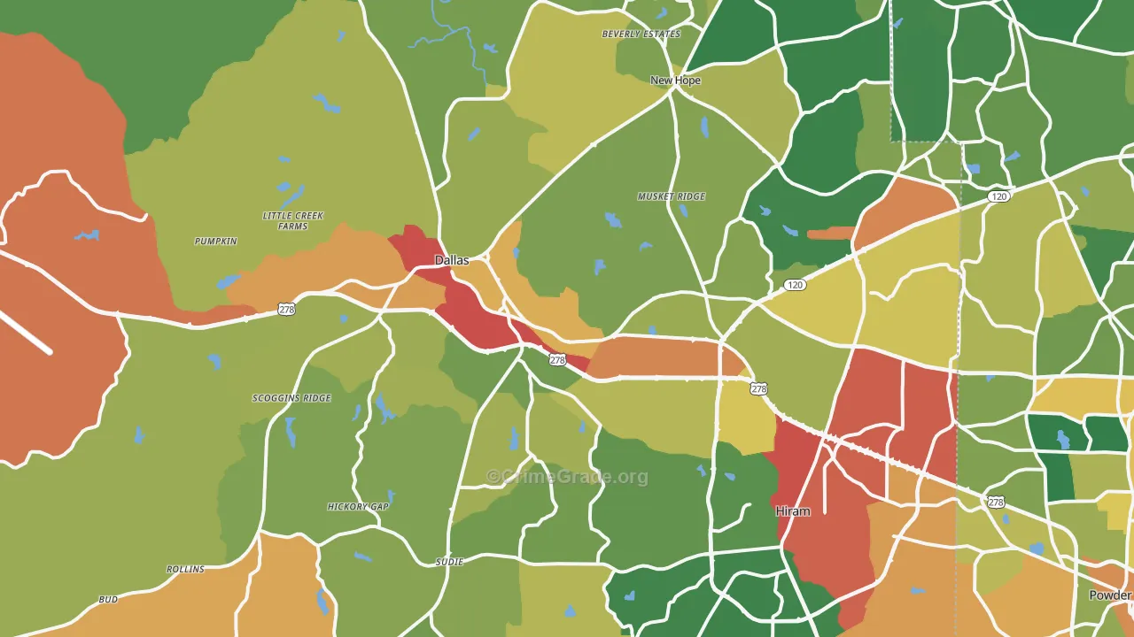 Paulding County, GA Map of Assault Rates