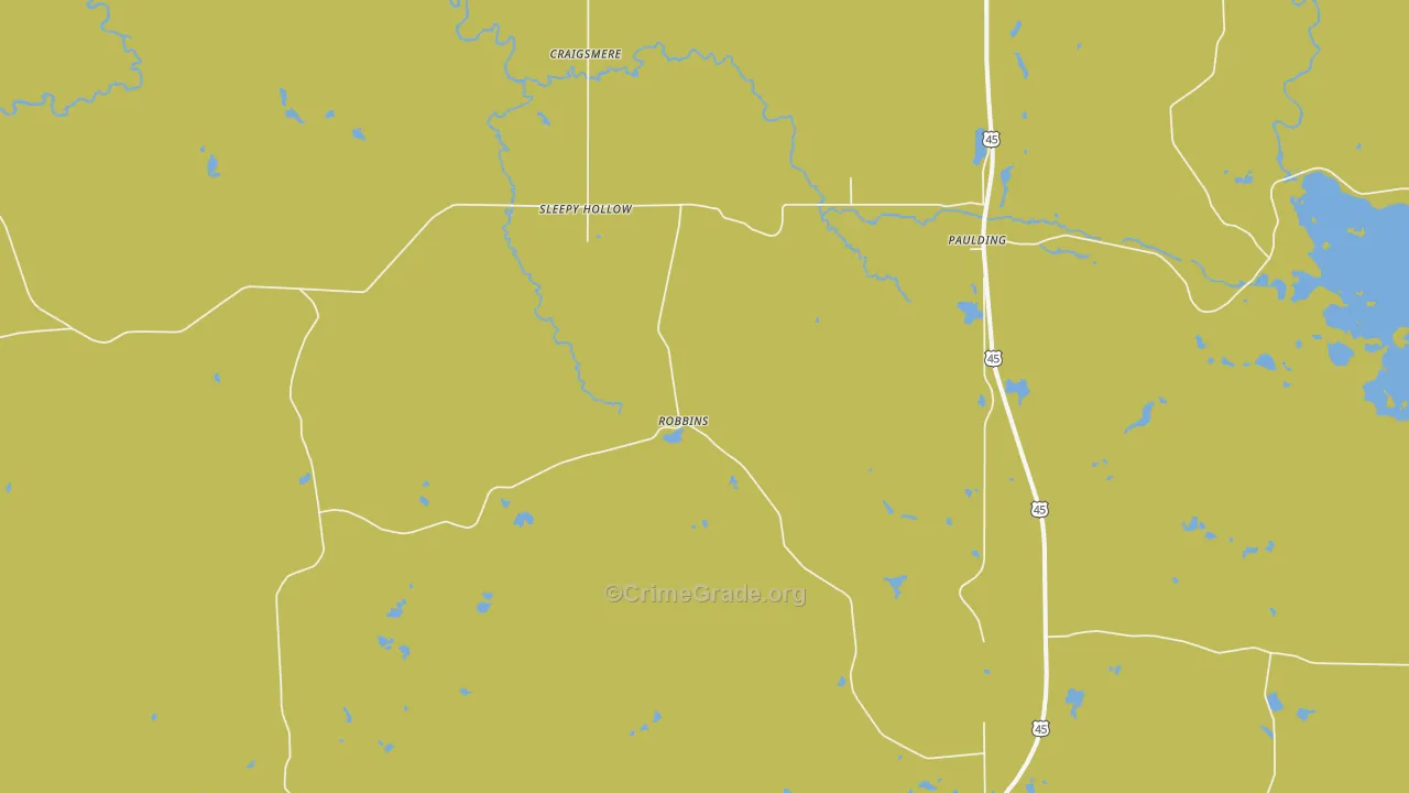 Paulding, MI Map of Assault Rates