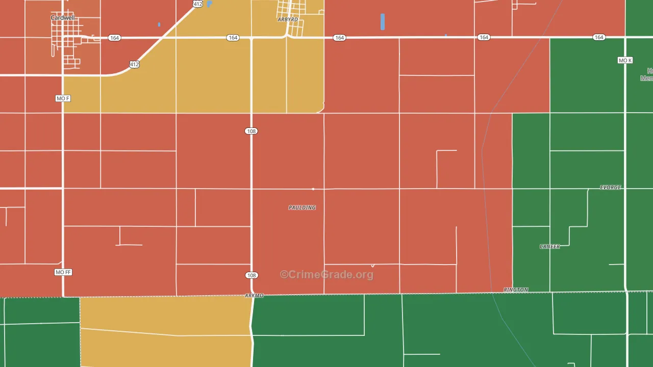 Paulding, MO Map of Assault Rates