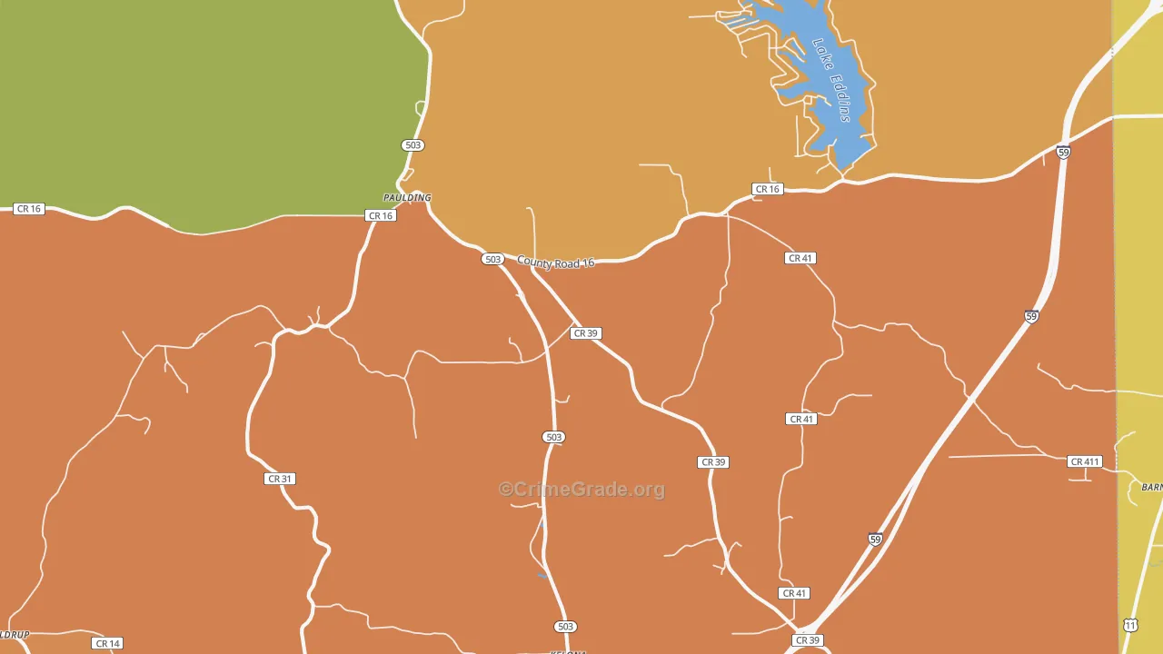 Paulding, MS Map of Assault Rates