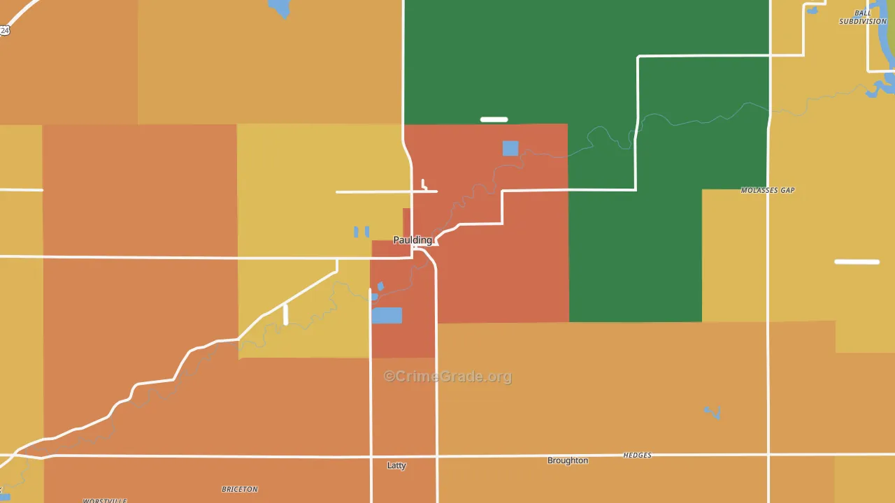 Paulding, OH Map of Assault Rates