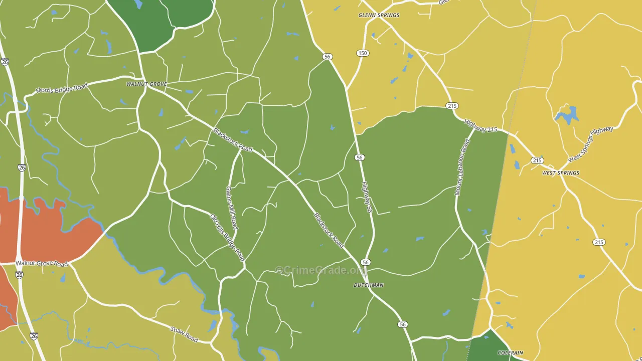 Pauline, SC Map of Assault Rates