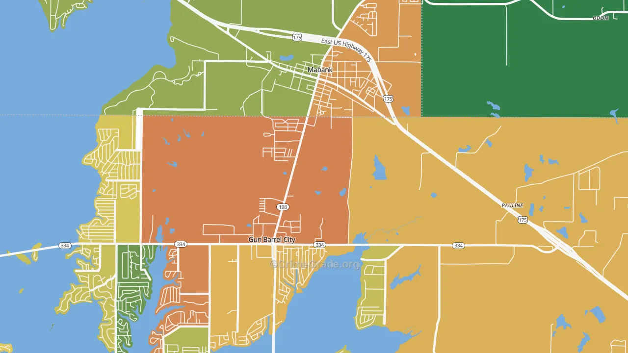 Pauline, TX Map of Assault Rates