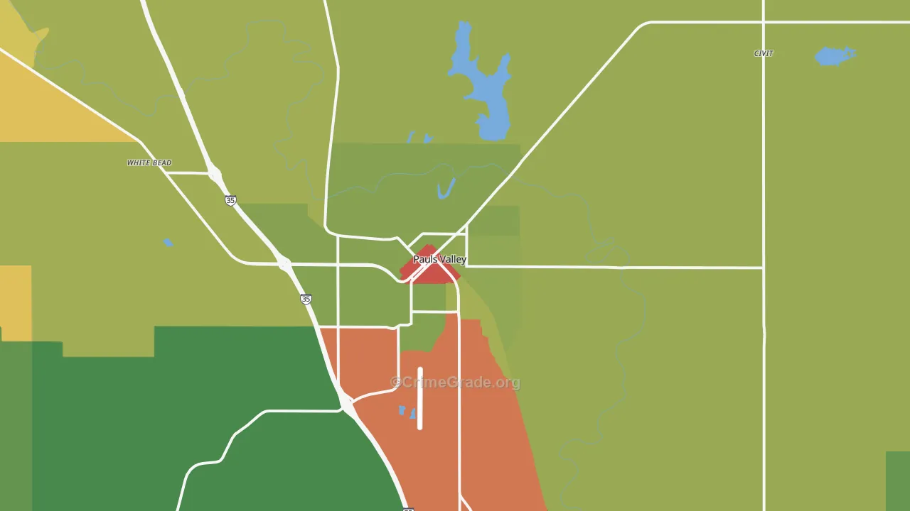 Pauls Valley, OK Map of Assault Rates
