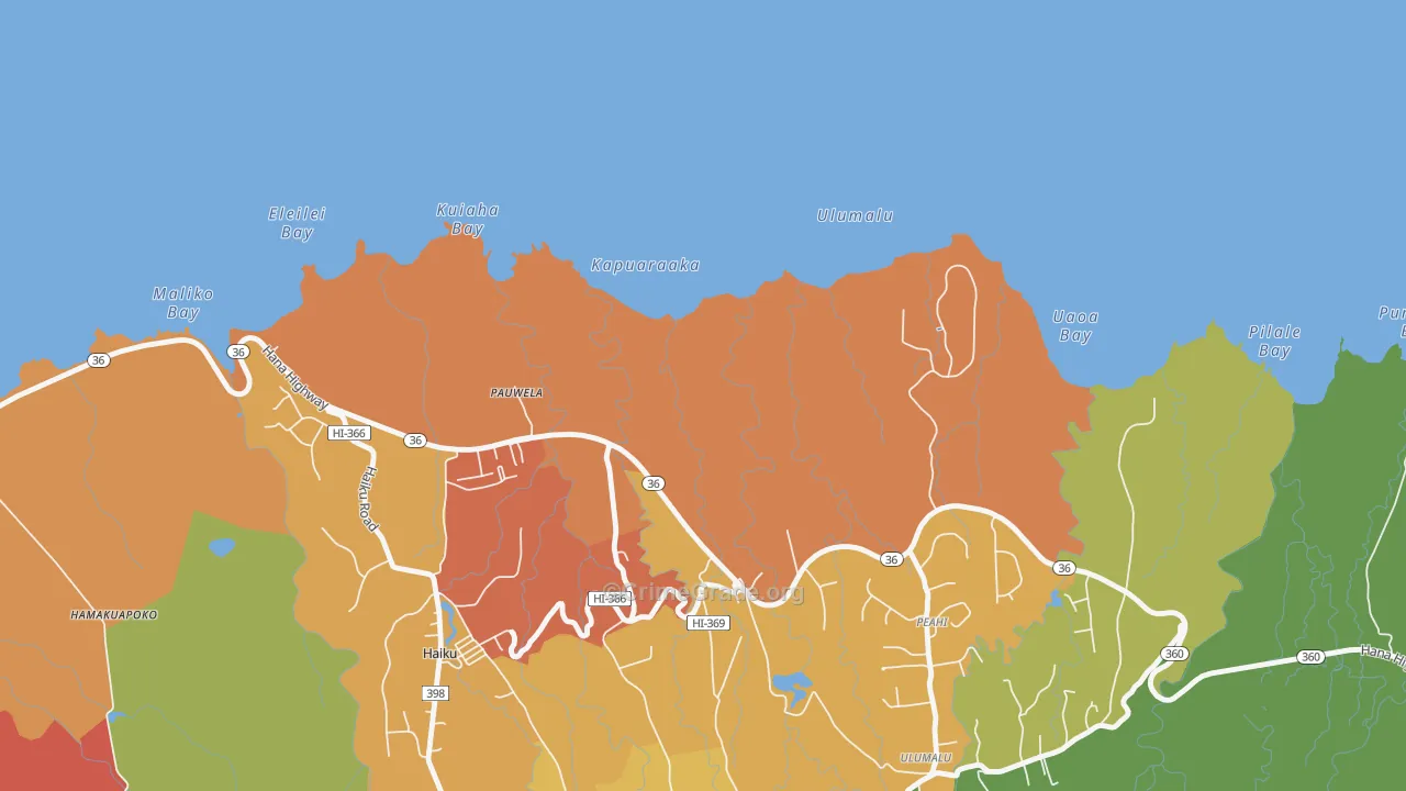 Pauwela, HI Map of Assault Rates