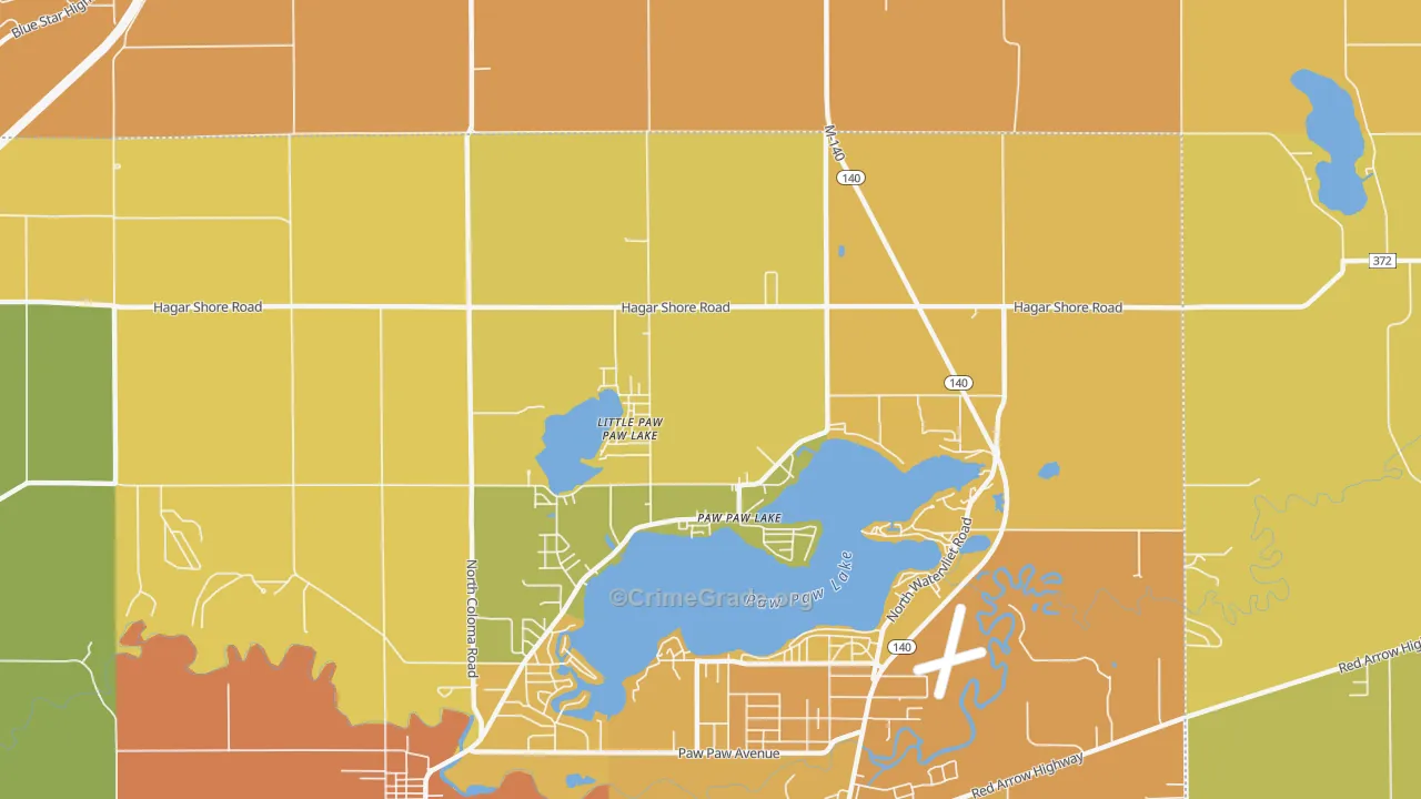 Paw Paw Lake, MI Map of Assault Rates