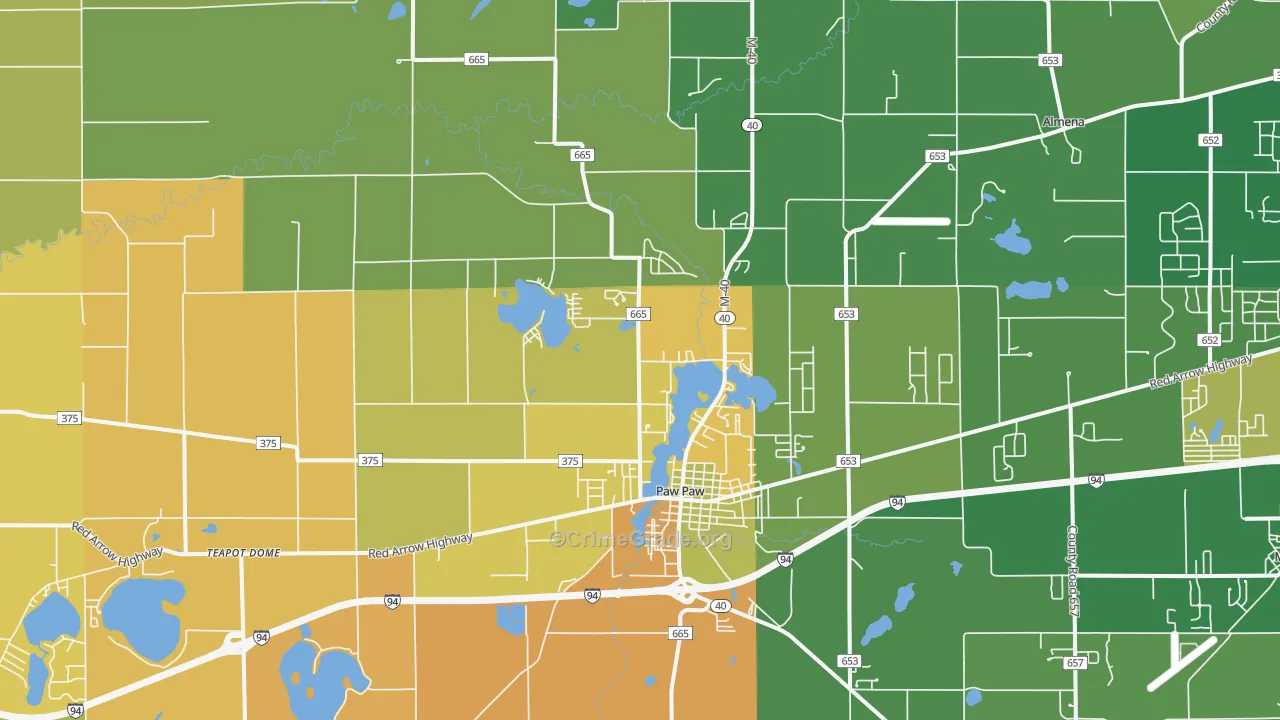Paw Paw, MI Map of Assault Rates