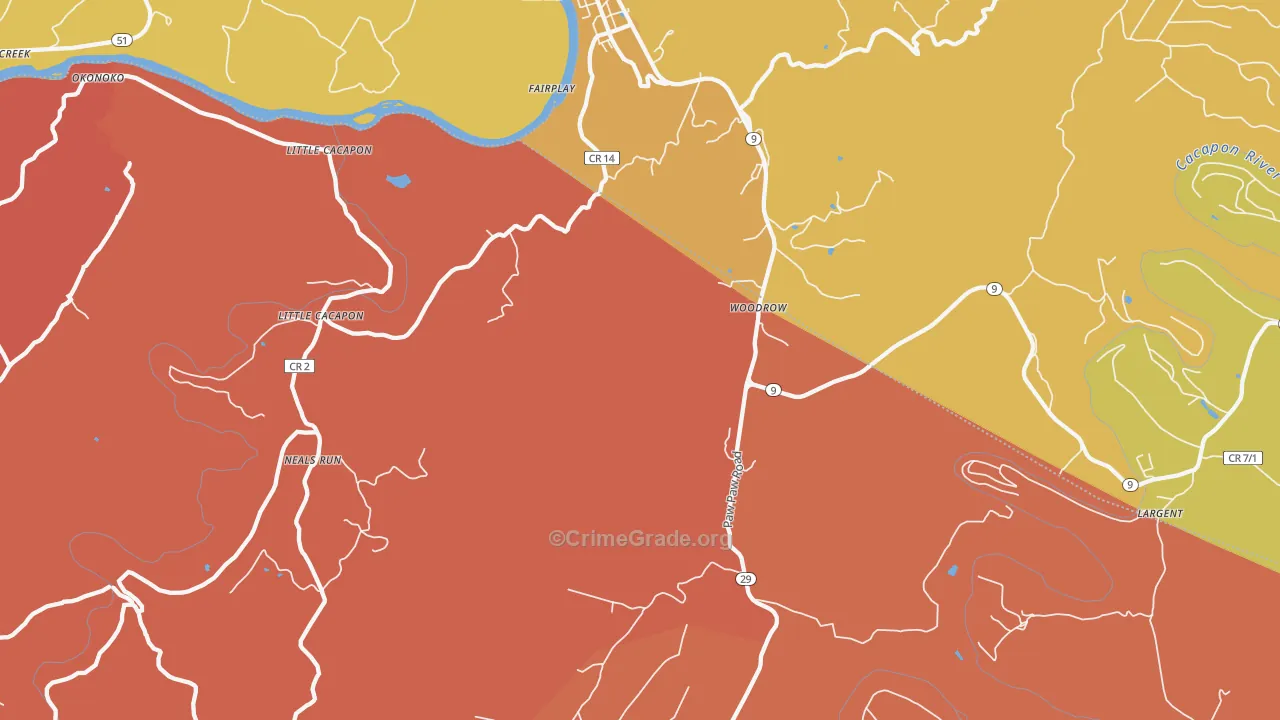 Paw Paw, WV Map of Assault Rates