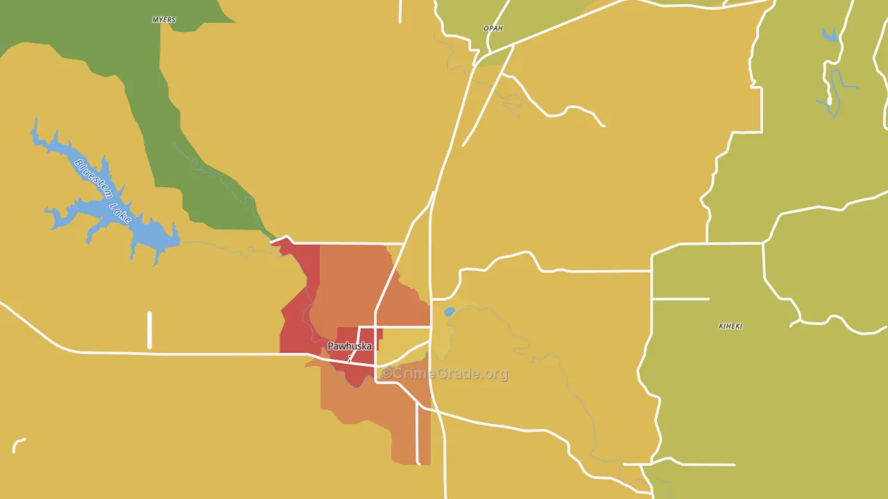Pawhuska, OK Map of Assault Rates