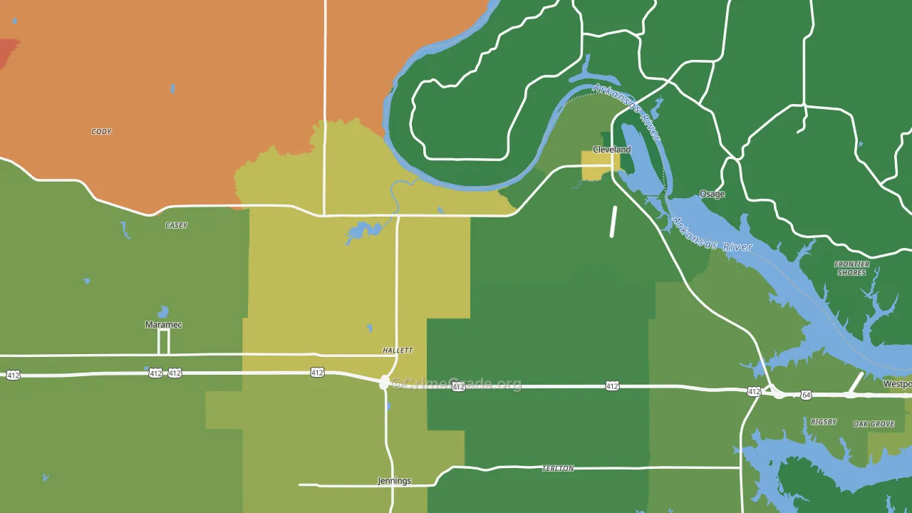 Pawnee County, OK Map of Assault Rates