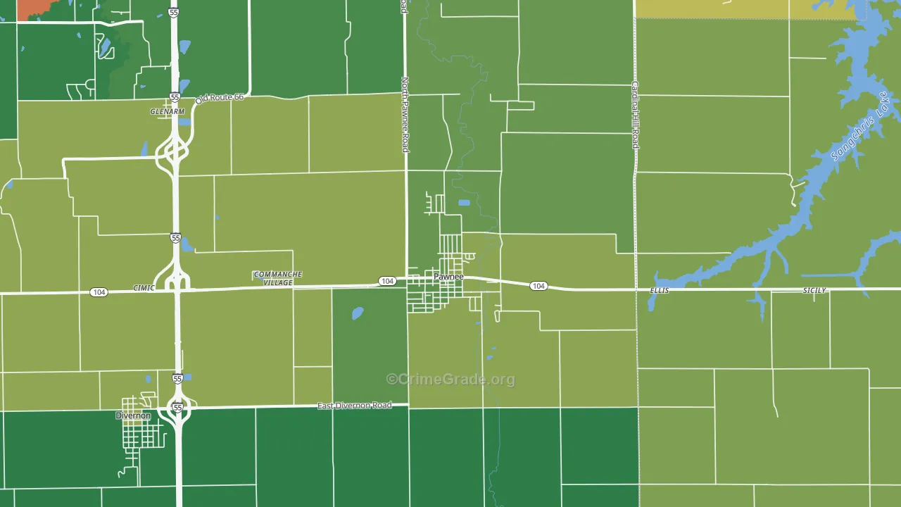 Pawnee, IL Map of Assault Rates