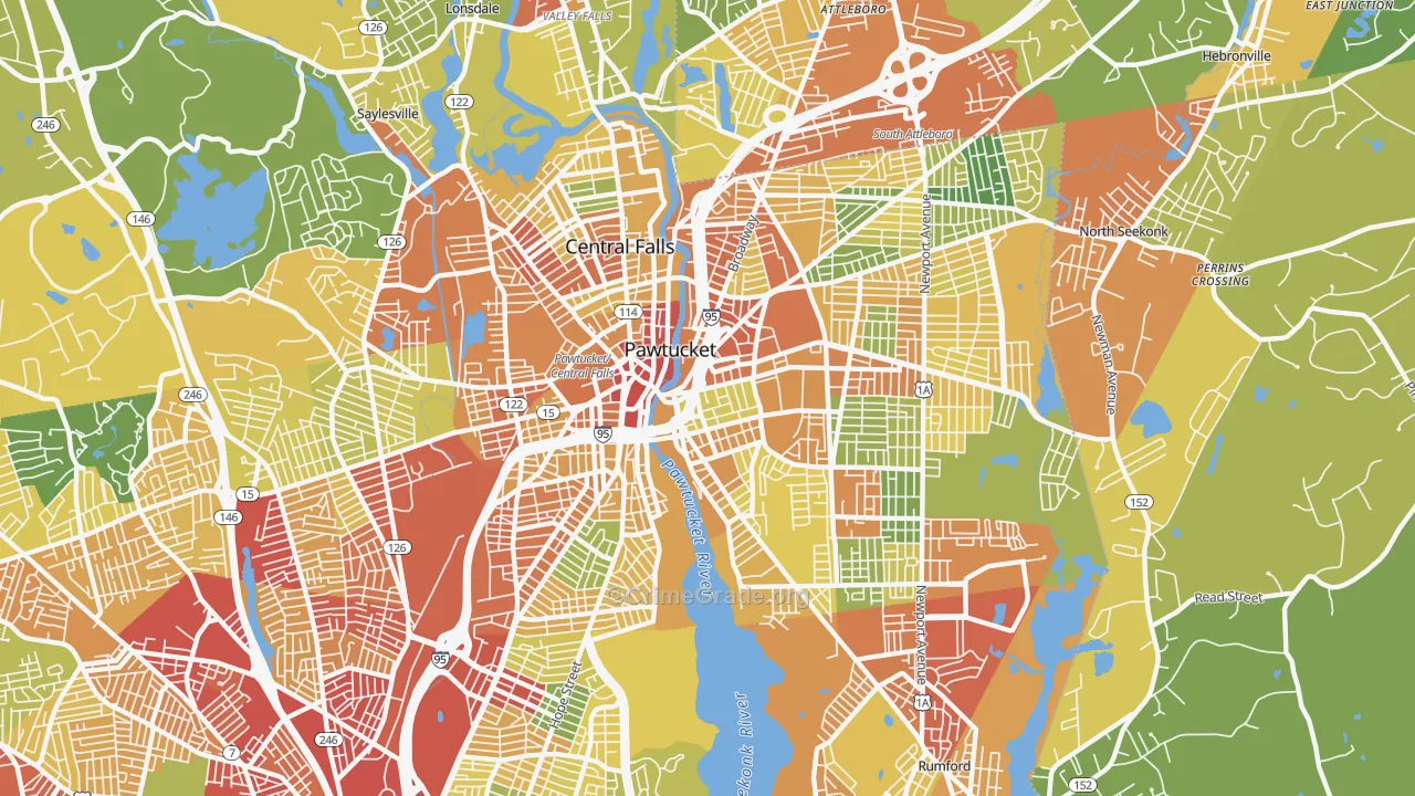 Pawtucket, RI Map of Assault Rates